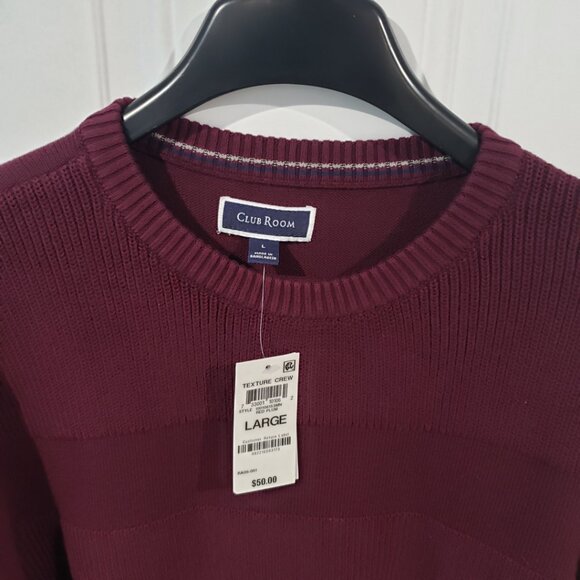 Club Room Textured Cotton Crewneck Sweater Red Plum NWT - Picture 3 of 5